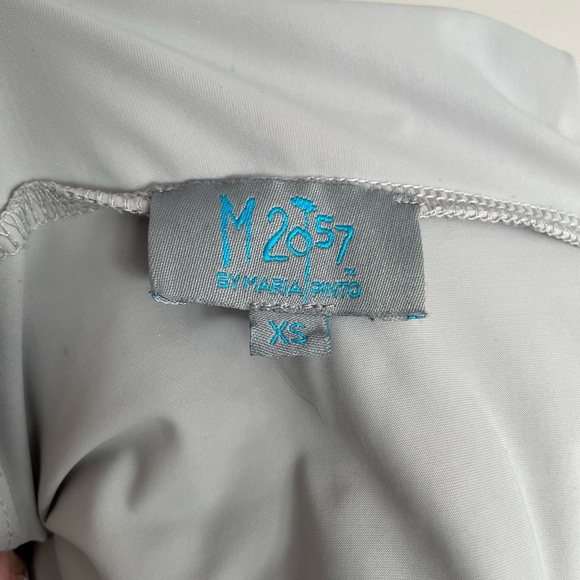 M2057 by Maria Pinto Ruched Sleeveless Gray Top - Picture 4 of 4